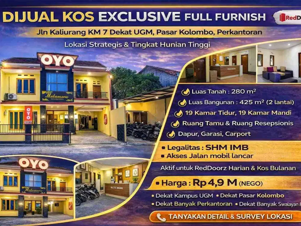 Kos Exclusive 19 Kamar Full Furnish Dekat UGM Jalan Kaliurang KM 7