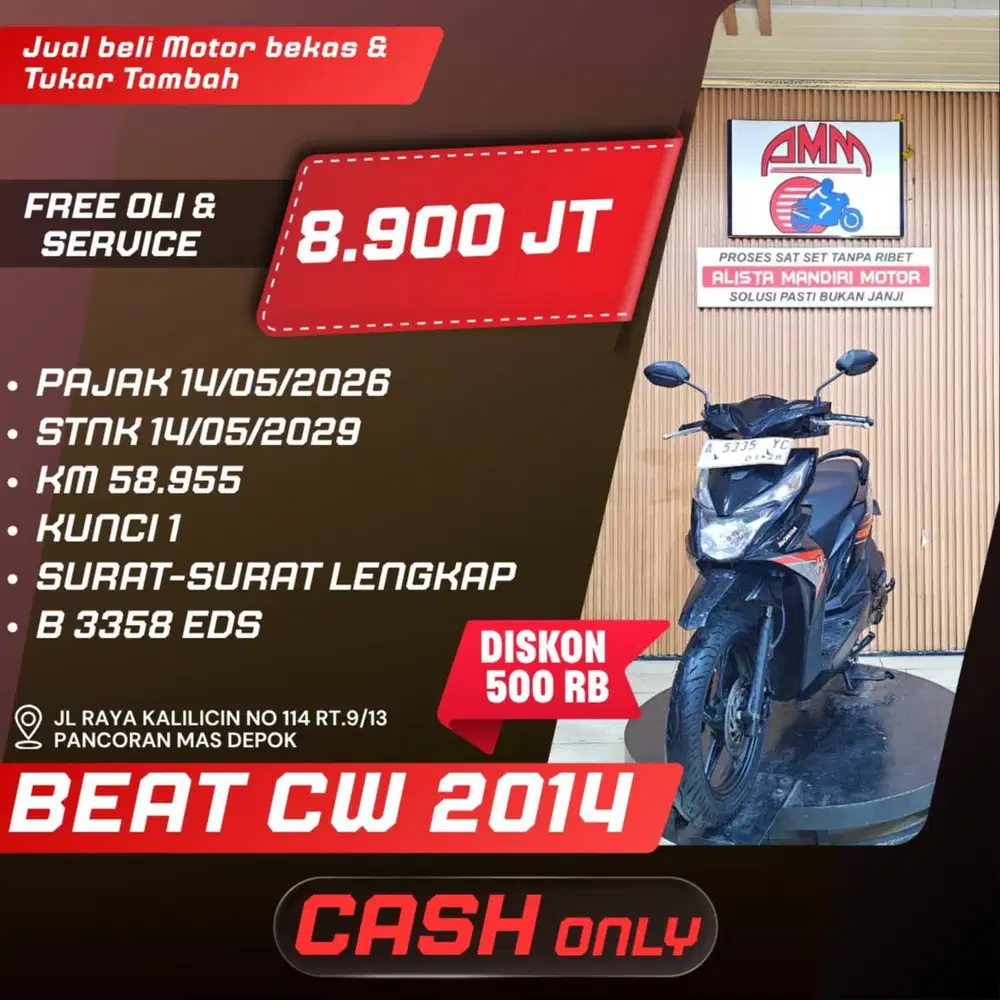 BEAT CW 2014 PAJAK HIDUP CASH ONLY KREDIVO INDODANA ALLOBANK ALISTA