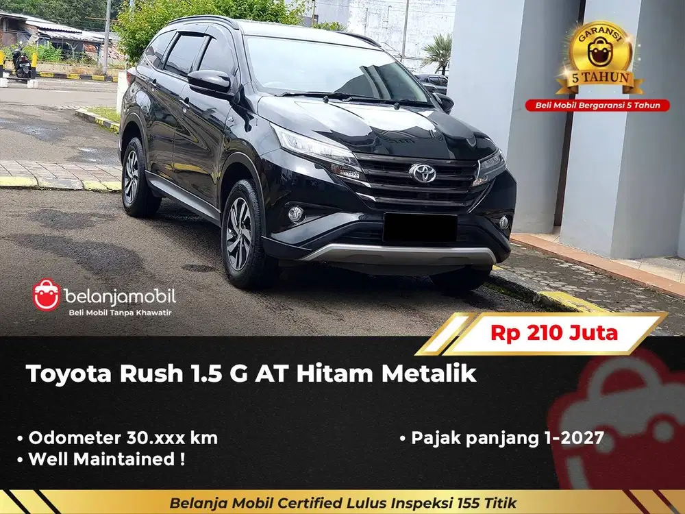 [ GARANSI 5TH ] Toyota Rush 1.5 G AT Hitam Metalik 2022/2023