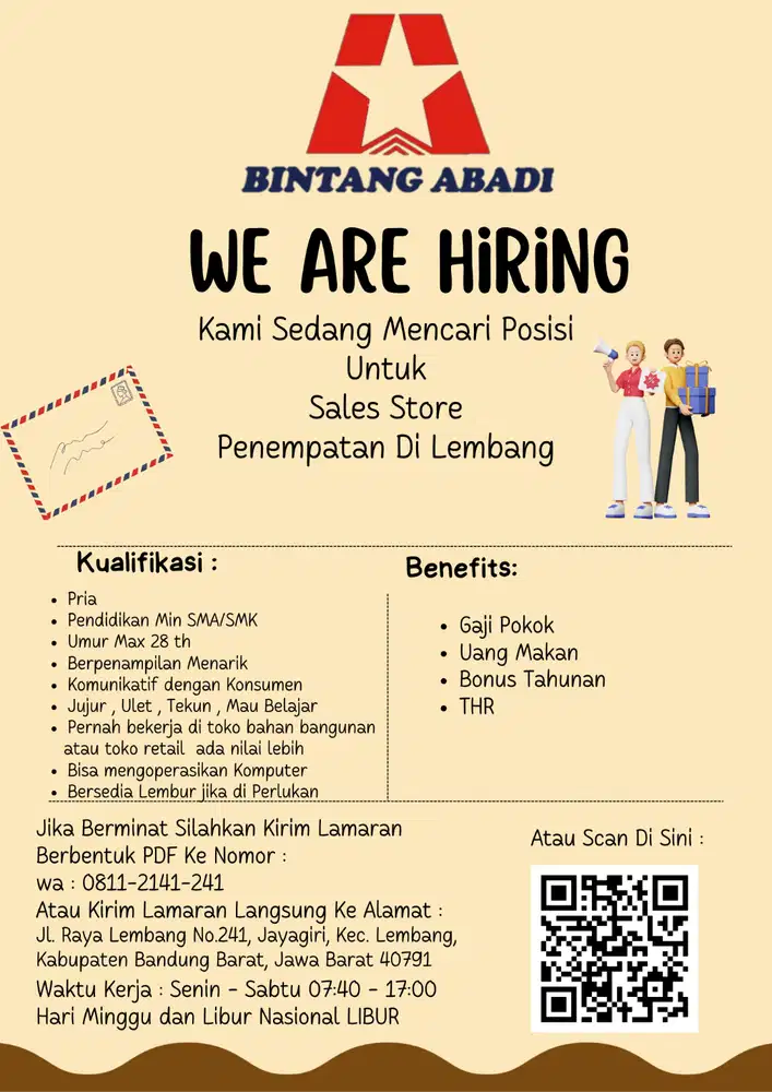 Lowongan IT Staff & Pramuniaga Toko