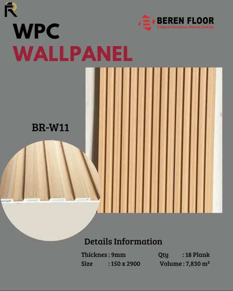 WPC Wallpanel Beren Floor 9mm 150 x 2900 mm – Panel Dinding Interior