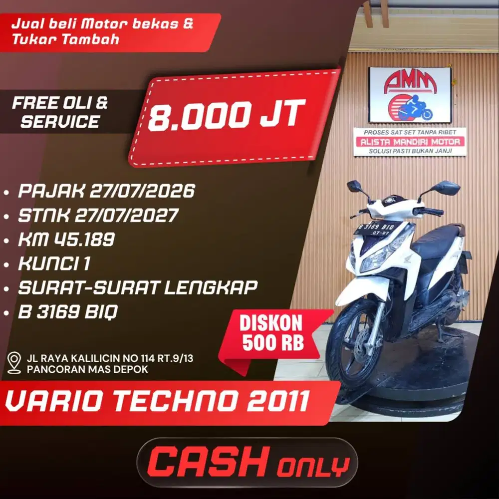 VARIO TECHNO 2011 PAJAK HIDUP CASH ONLY KREDIVO INDODANA GOPAY ALISTA