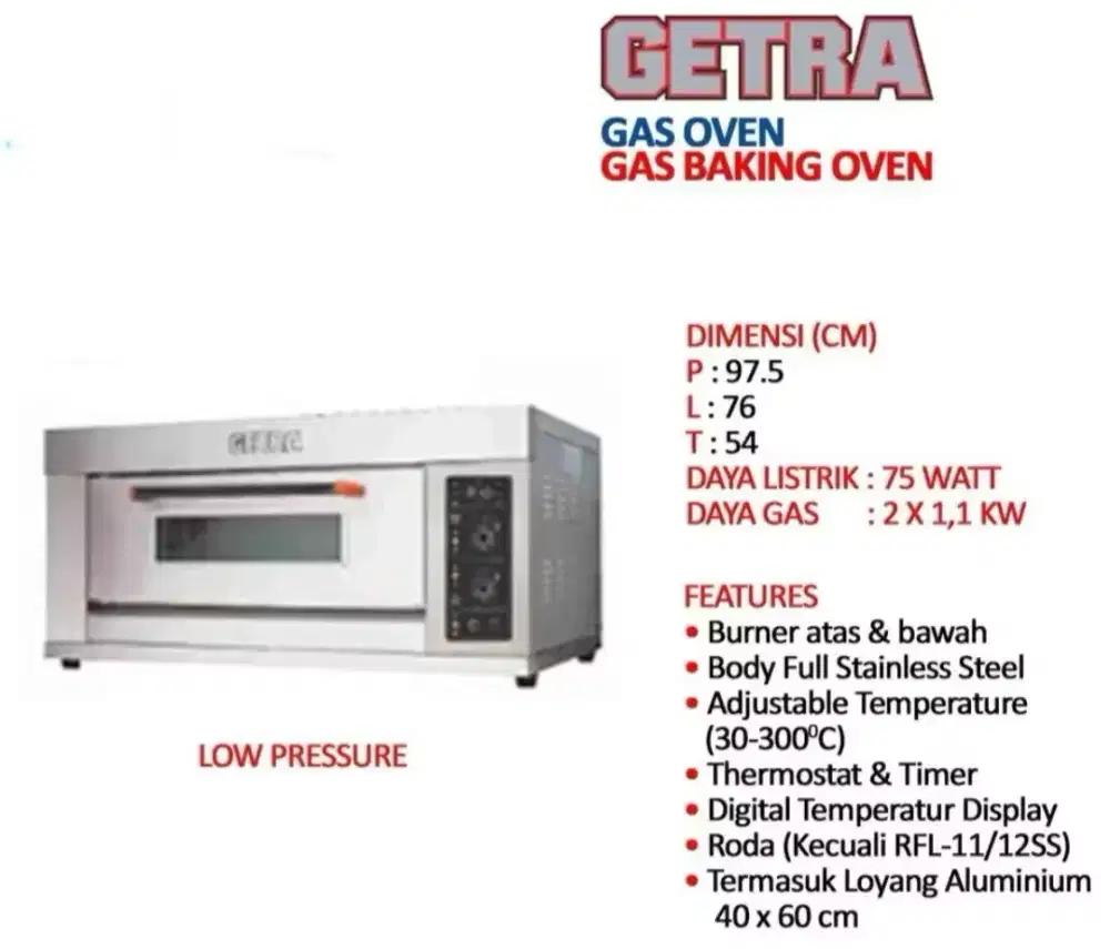OVEN GETRA 1 TRAY second kualitas oke