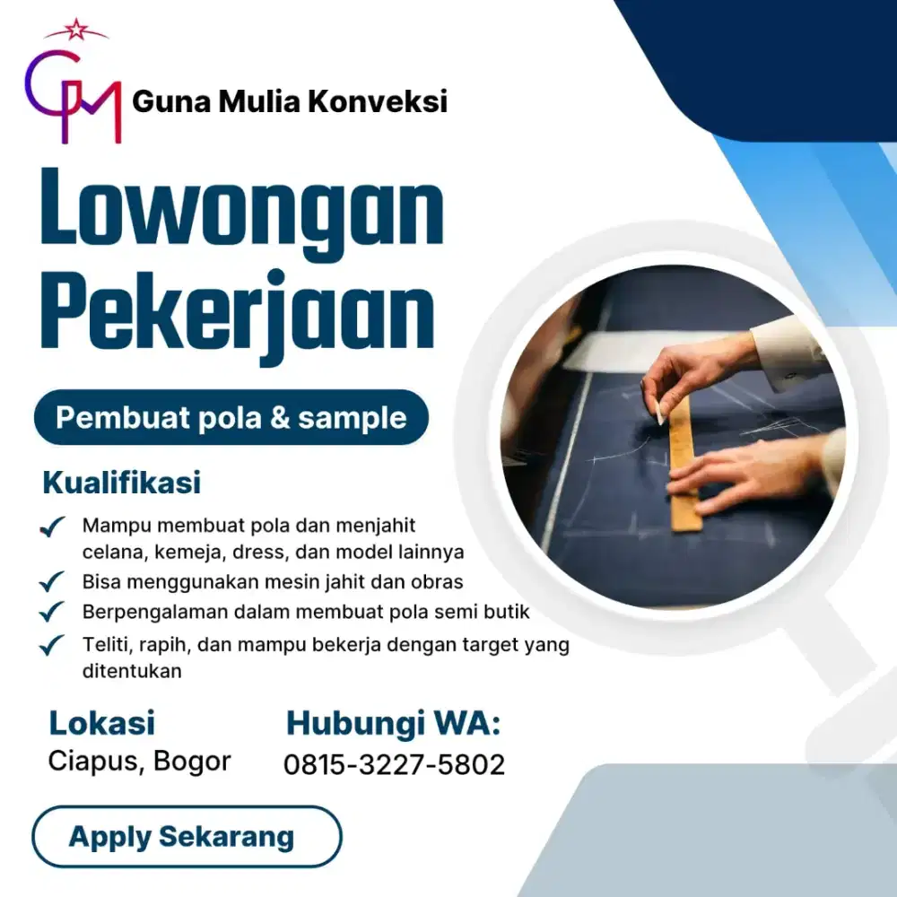 PEMBUAT POLA DAN SAMPLE (pattern maker)