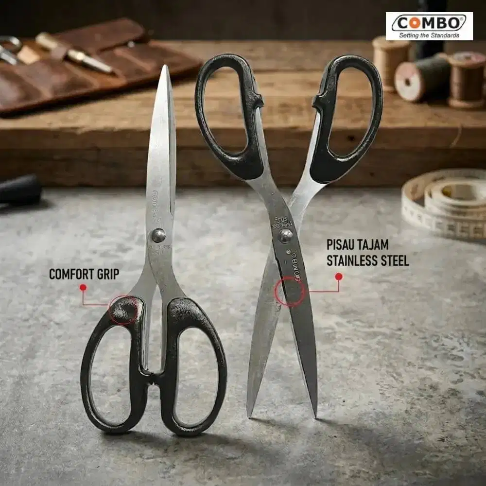 Gunting Kantor Kertas Combo Stainless Steel Tajam Serbaguna atk2
