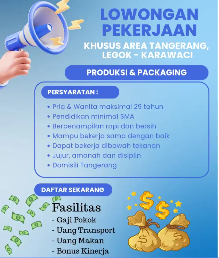 LOWONGAN BAGIAN PRODUKSI / PACKAGING