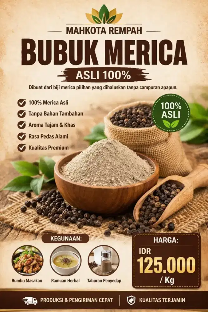 JUAL BUBUK MERICA REMPAH 100% ASLI