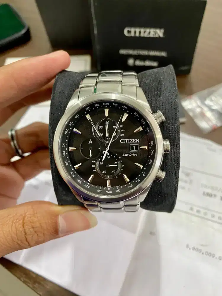 Citizen Eco-Drive AT8015-54E Chronograph Radio Controlled Black Dial