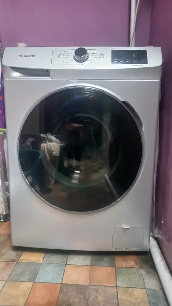 Mesin cuci sharp belum pernah service
