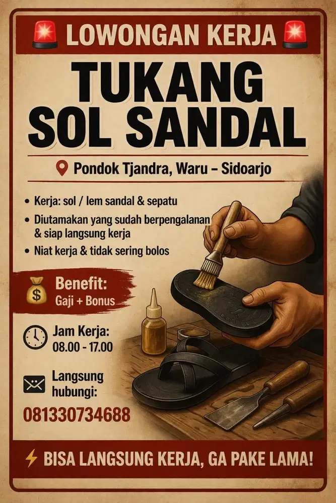 DICARI TUKANG SOL SANDAL, BUTUH CEPAT