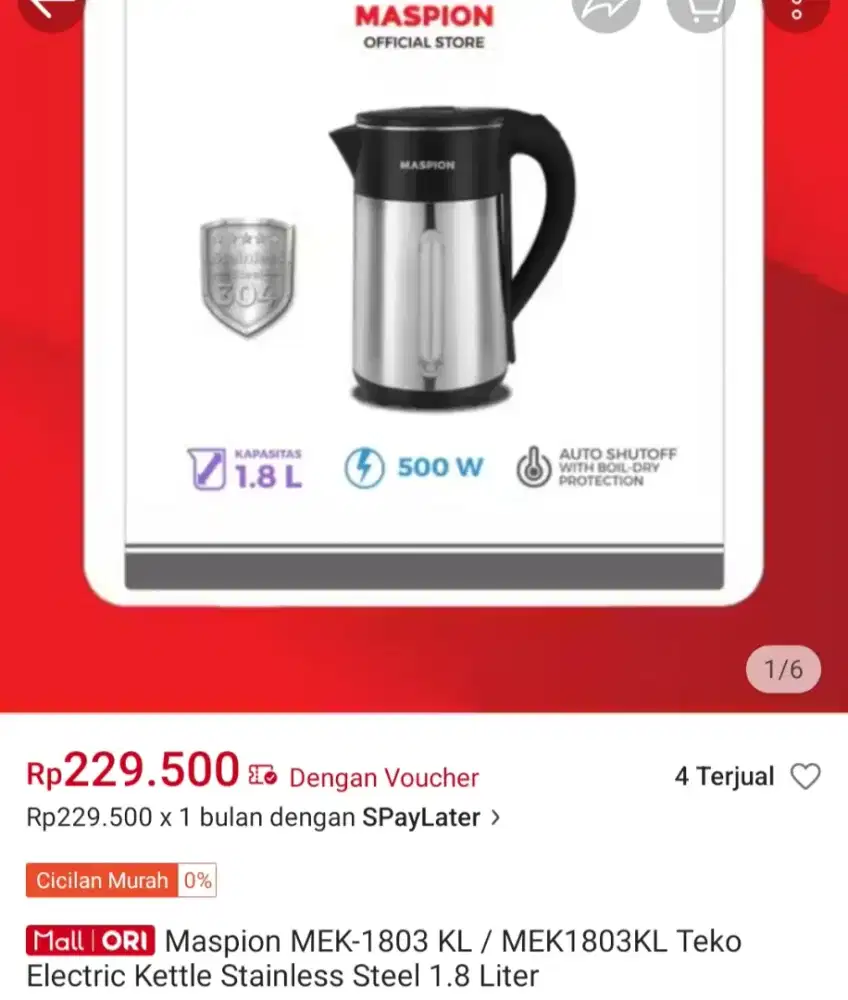 Teko listrik maspion