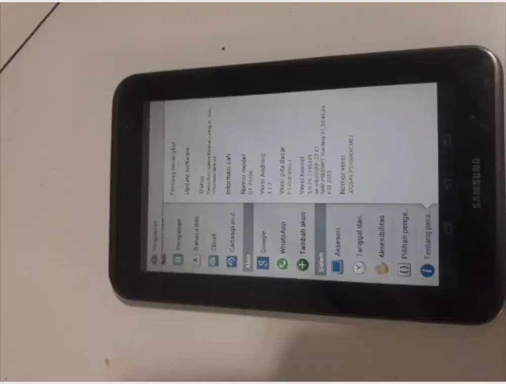 Samsung tab minus normal