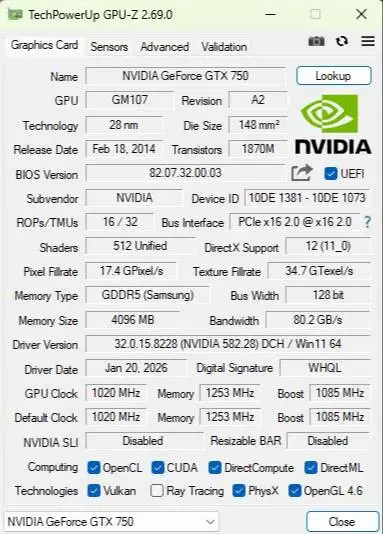 VGA nVIDIA GeForce GTX 750 4GB GDDR5 128-bit Qwerty (Segel Baut Utuh)