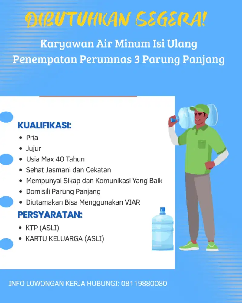 Karyawan Air Minum Isi Ulang