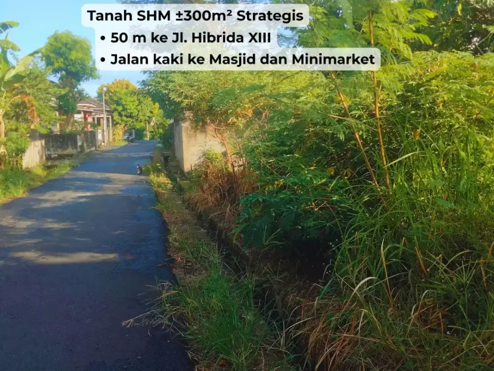 Tanah SHM ±300m² Strategis! Jalan Kaki ke Masjid, Minimarket, Warung – Dekat Jl. Hibrida