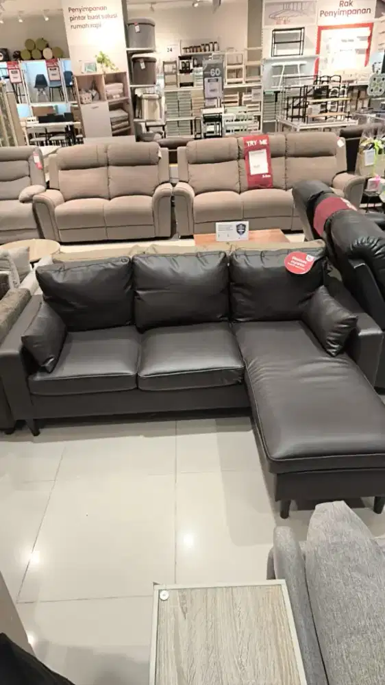 Sofa L 3 Seater Kulit Murah