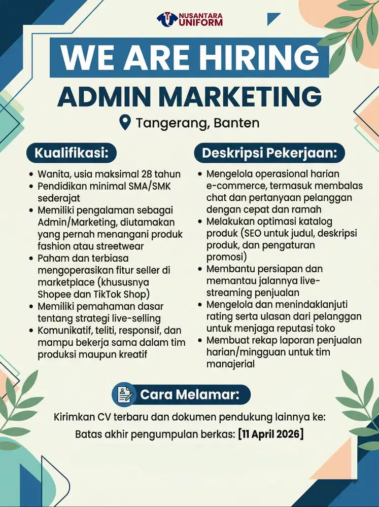 LOKER ADMIN MARKETING