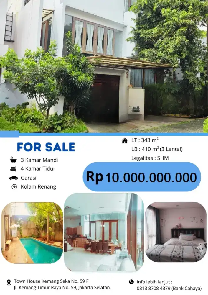 DIJUAL RUMAH MEWAH TOWN HOUSE, Kemang, Jakarta Selatan