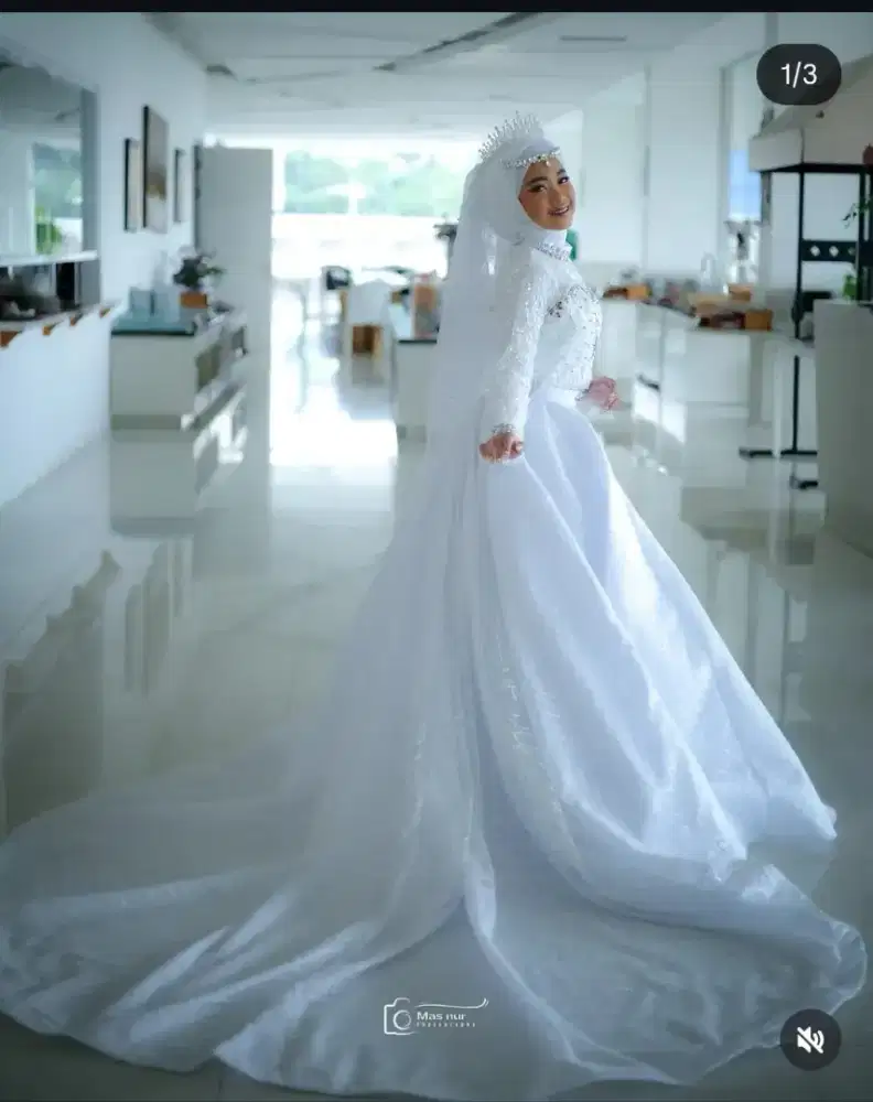 Gaun Pengantin Full Sequin Slim Shanghai + Krinolin Dipakai 1x