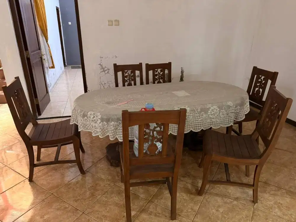 Meja Makan Kayu Jati  & 1 Set 6 kursi makan Jati