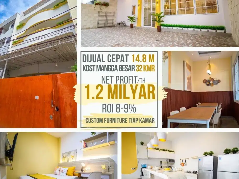 Jual Rumah Kost di Mangga Besar Jakarta 32 Kamar Full Furniture Income 1,2M