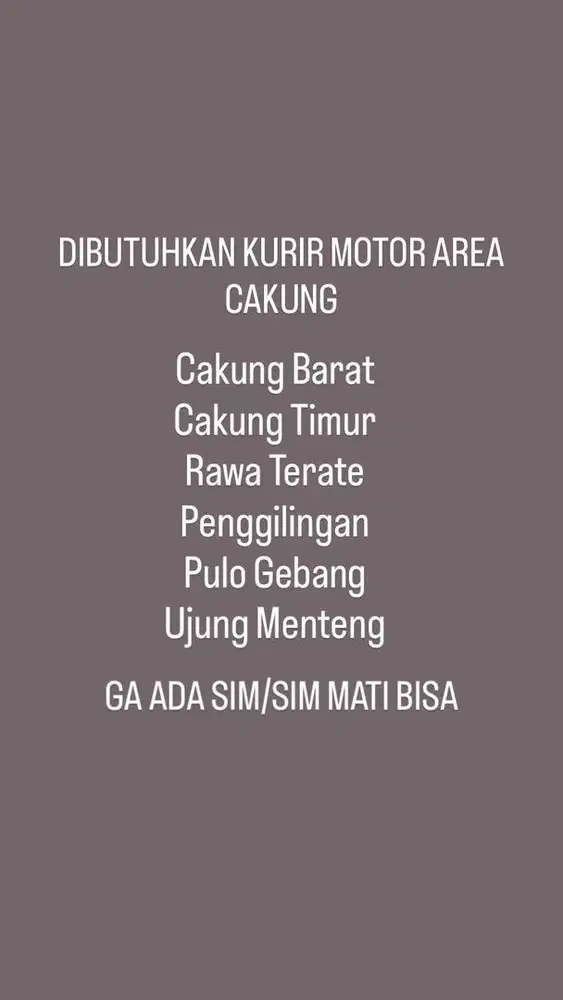 DIBUTUHKAN KURIR MOTOR