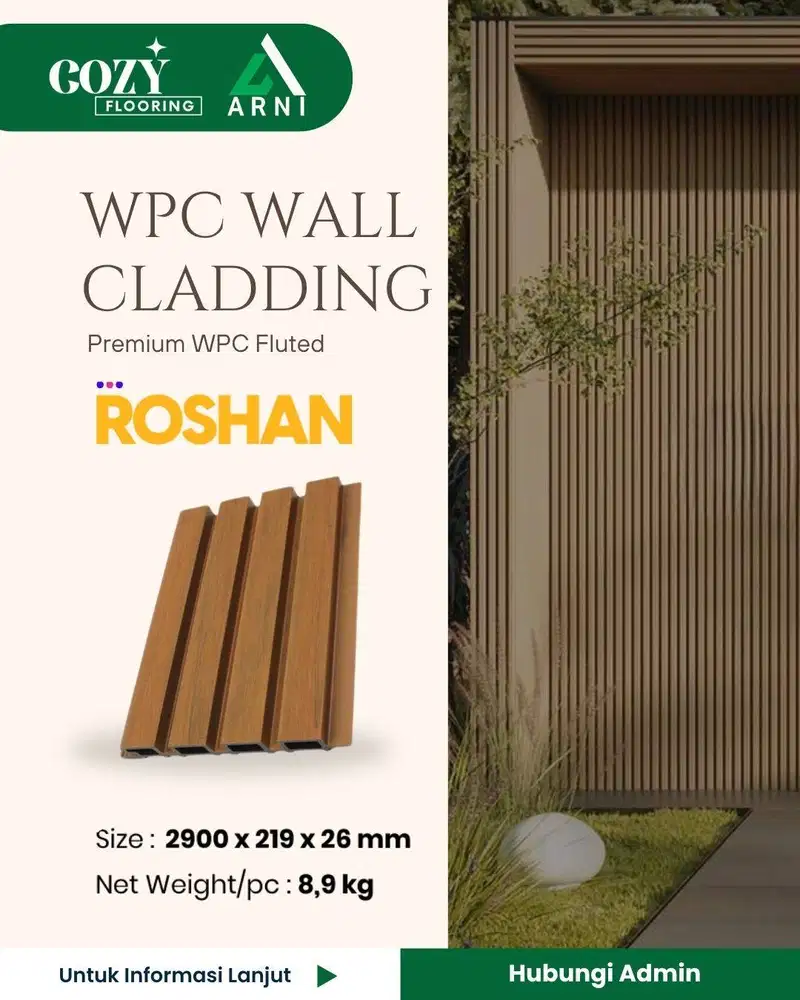 WPC Wall Cladding premium Roshan | WPC Dinding Outdoor serat kayu