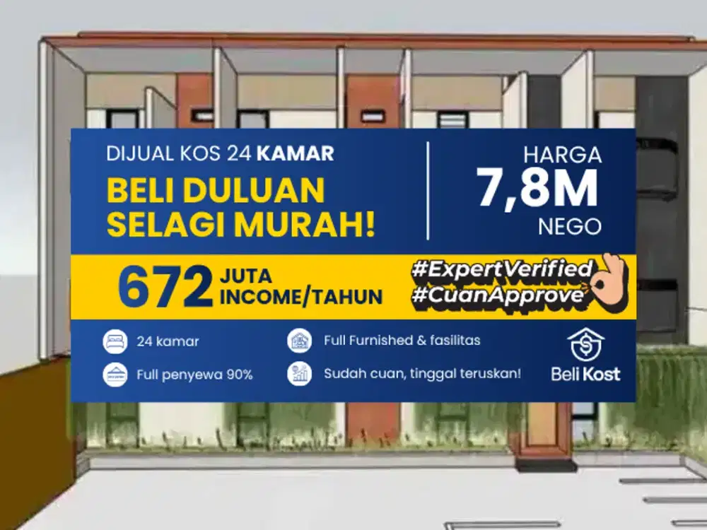 DIJUAL CEPAT KOSAN di TB. Simatupang JAKARTA SELATAN Cuan 672jt/Tahun Di support Garansi 3 Bulan