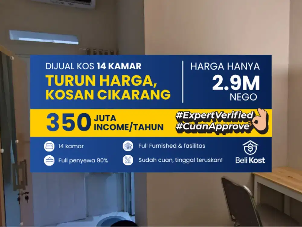 DIJUAL CEPAT Kosan Cikarang Income 350jt/Tahun