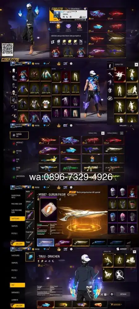 STOK AKUN FF SPEK GG MAX1 SG GURUN LOG GOGGLE