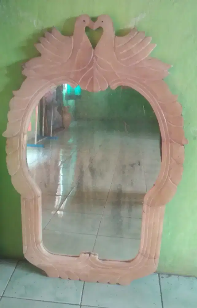 Kaca Cermin Marmer Putih Asli Besar