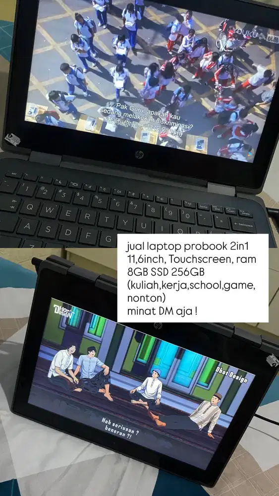 Merek laptop hp, model 2in touchscreen