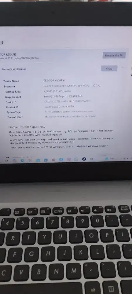 Laptop ASUS X441

Intel Celeron N4000 (1.10 GHz, dual-core)