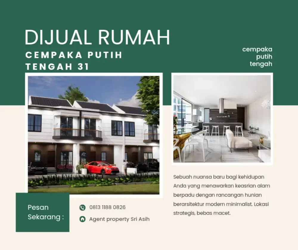 Dijual Rumah Mewah murah modern hook cempakaputih 5menit Dealer yamaha