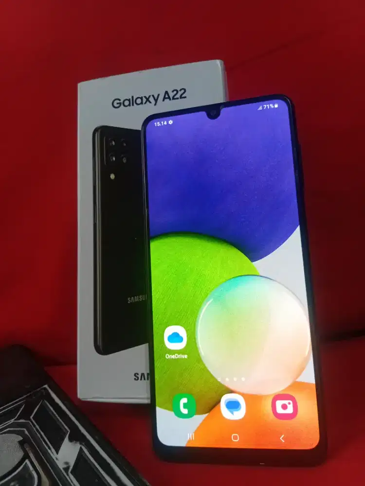Samsung A22 ram 8gb>6+2] 128gb lengkap mulus segel bonus