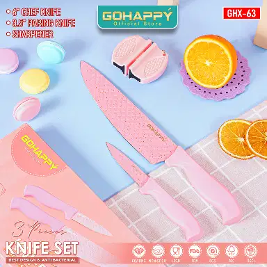 Mayba - Pisau Set Pastel 3 Pcs Knive Set Sharpenerst Kuat Tajam