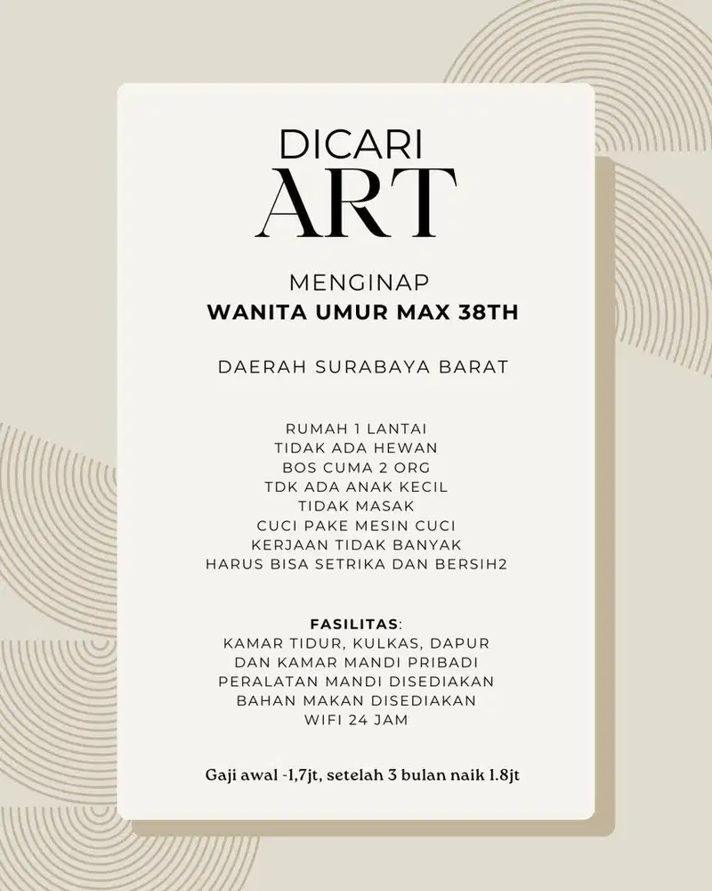 DICARI ART MENGINAP, WANITA