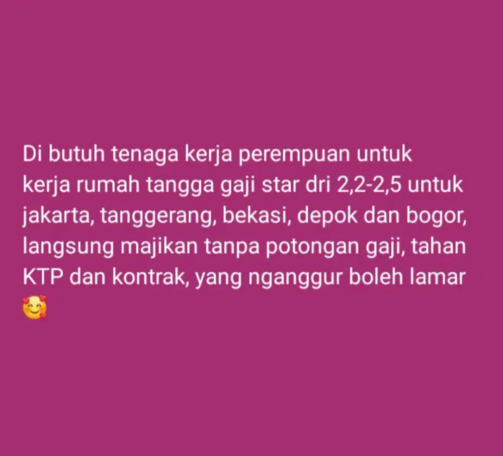 Lowongan kerja rumah tangga