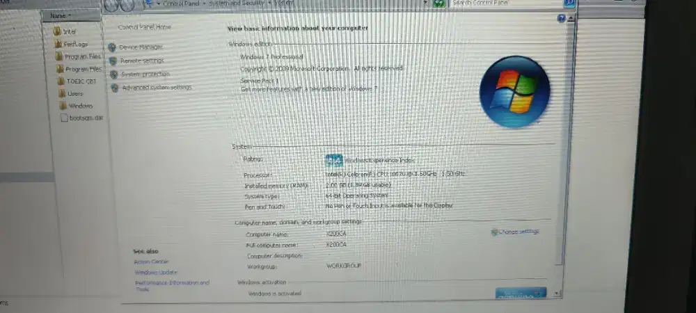 Notebook ASUS X200CA
Intel Celeron 1007U (1.50 GHz, dual-core)
2 GB
