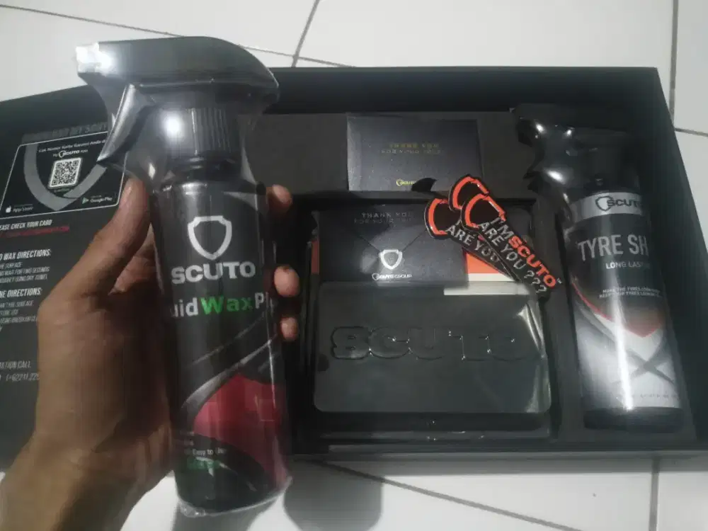 Scuto Liquid Wax Pencuci mobil Tyre shine ada bonus neck fan