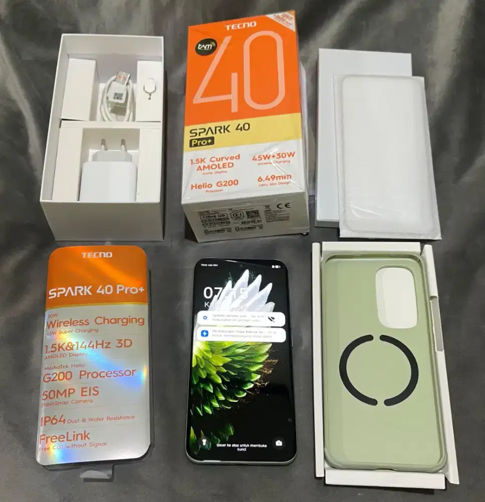 Tecno Spark 40 Pro Plus + Pro+ 8/128 Green LIKE NEW Grs 24 April 2027