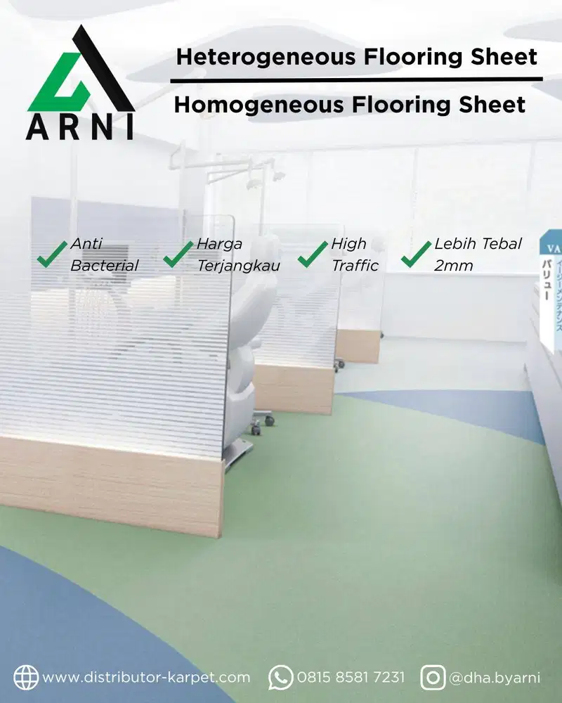 Lantai Vinyl Anti Bakteri/Vinyl Roll Arni Tebal 2mm Motif Kayu&Terazzo