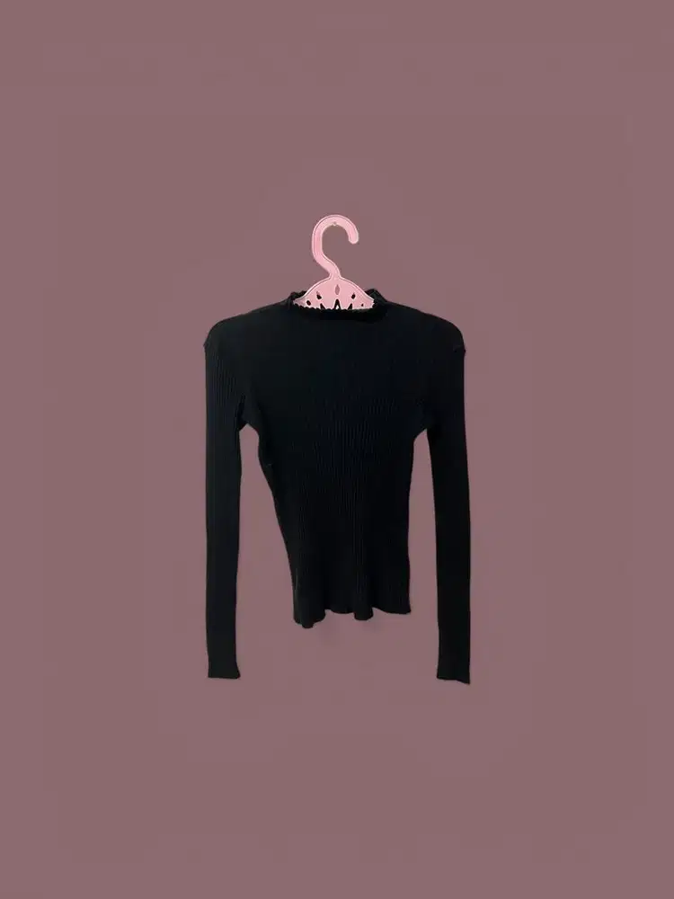 Ribbed Long Neck Sweater