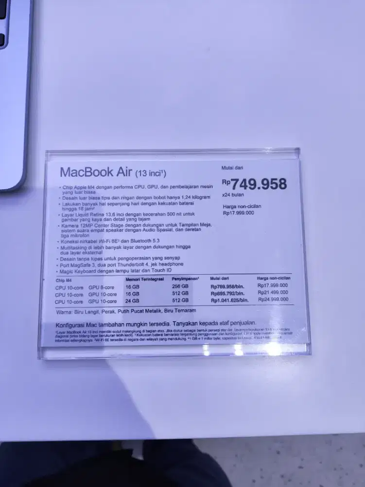 MacBook Air M4 13 Inc 16/256GB