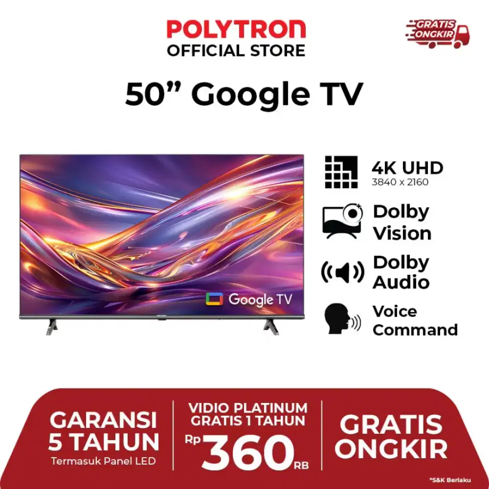 LED Polytron Google TV android 50inch 50UG5090