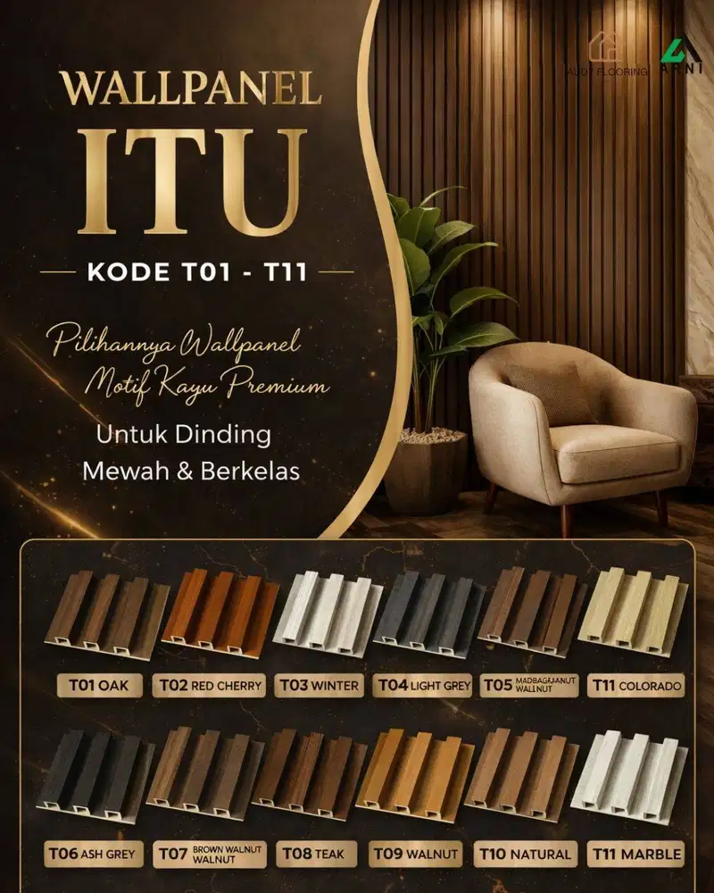 Wallpanel PVC ITU kode T01-T11 | Motif kayu | Dekorasi Dinding Indoor