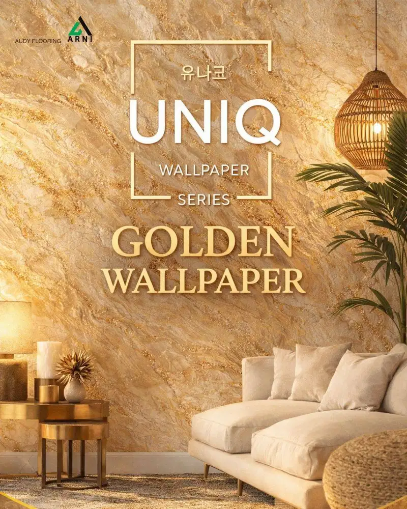 Wallpaper UNIQ Golden Wallpaper per ROLL @15m2 | Dekorasi Dinding Mewa