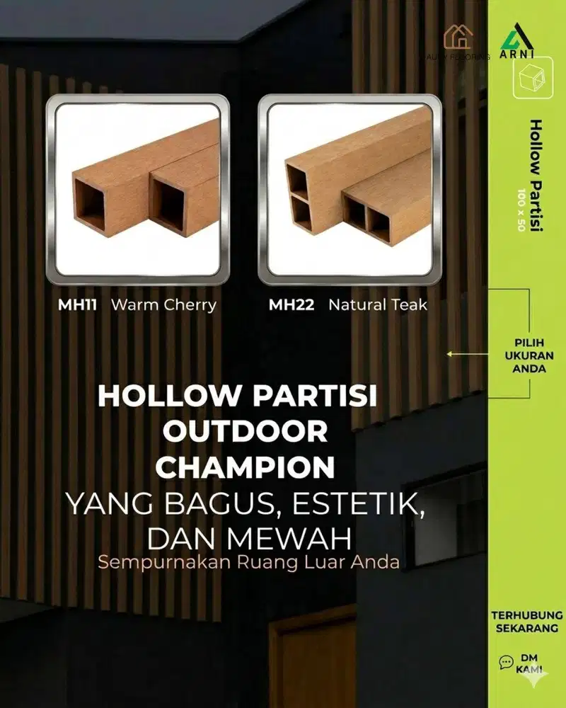 WPC Outdoor Champion Hollow Partisi panjang 2,9m | Kisi Kisi outdoor
