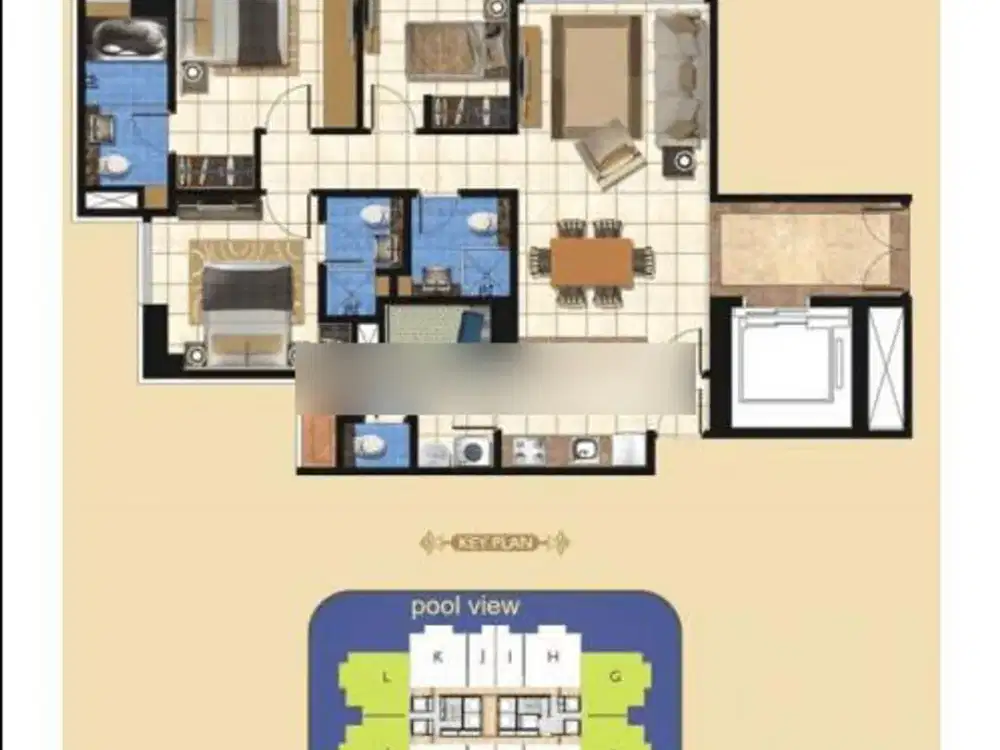 Dijual Condomonium Taman Anggrek Residence 3+1 BR Semi Furnished