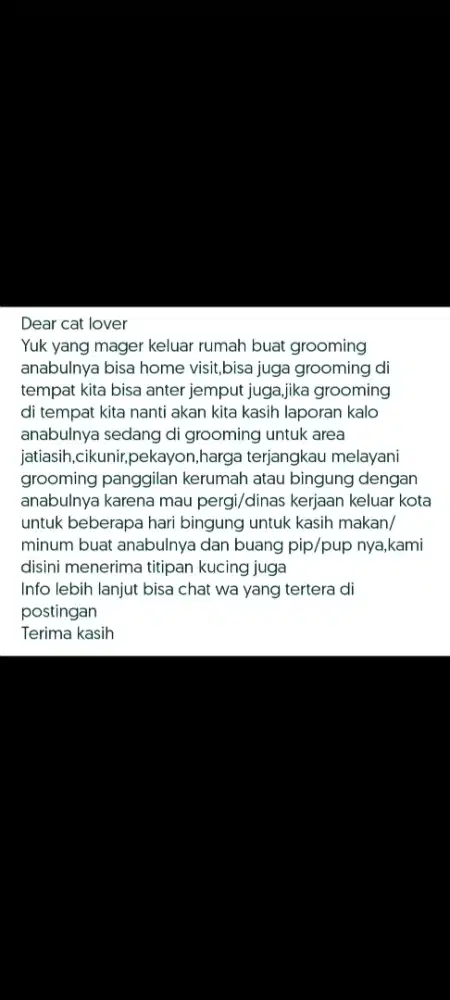Grooming home visit dan pethotel